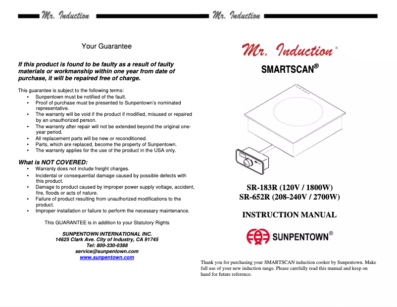 Page n°1 - Manuel utilisateur SPT SR-652R
