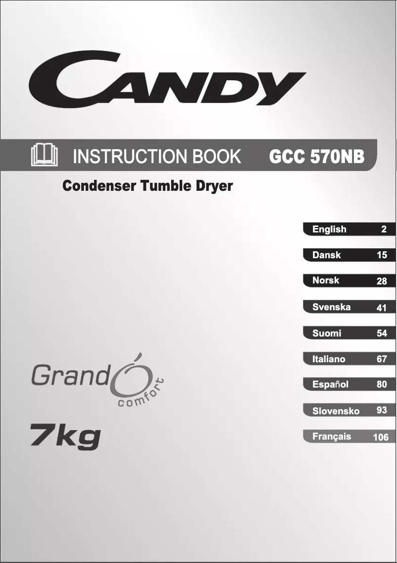 Page n°1 - Manuel utilisateur Candy GCC 570NB-S