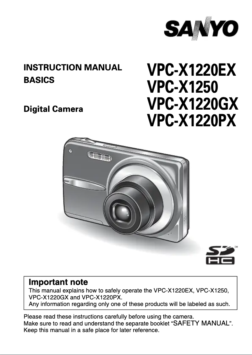 Image de la première page du manuel de l'appareil VPC-X1220