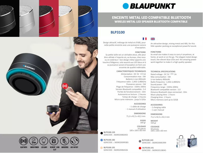 Image de la première page du manuel de l'appareil BLP3100