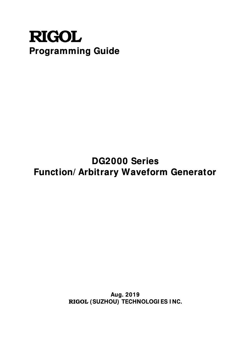 Page 1 de la notice Manuel utilisateur Rigol DG2052