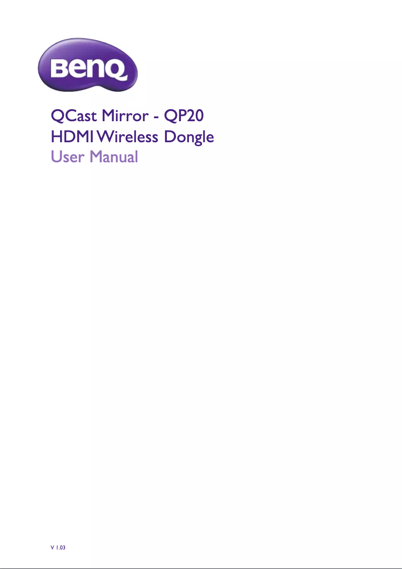 Page 1 de la notice Manuel utilisateur BenQ QCast Mirror QP20