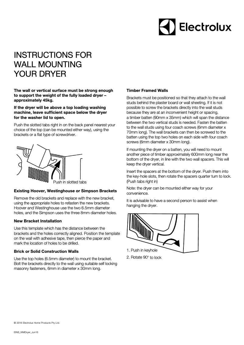 Page 1 de la notice Guide d'installation Electrolux EDV6051