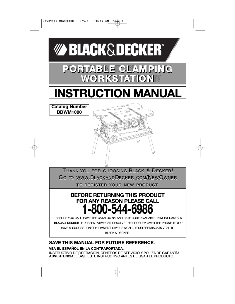 Page 1 of the manual User Manual Black & Decker BDWM1000