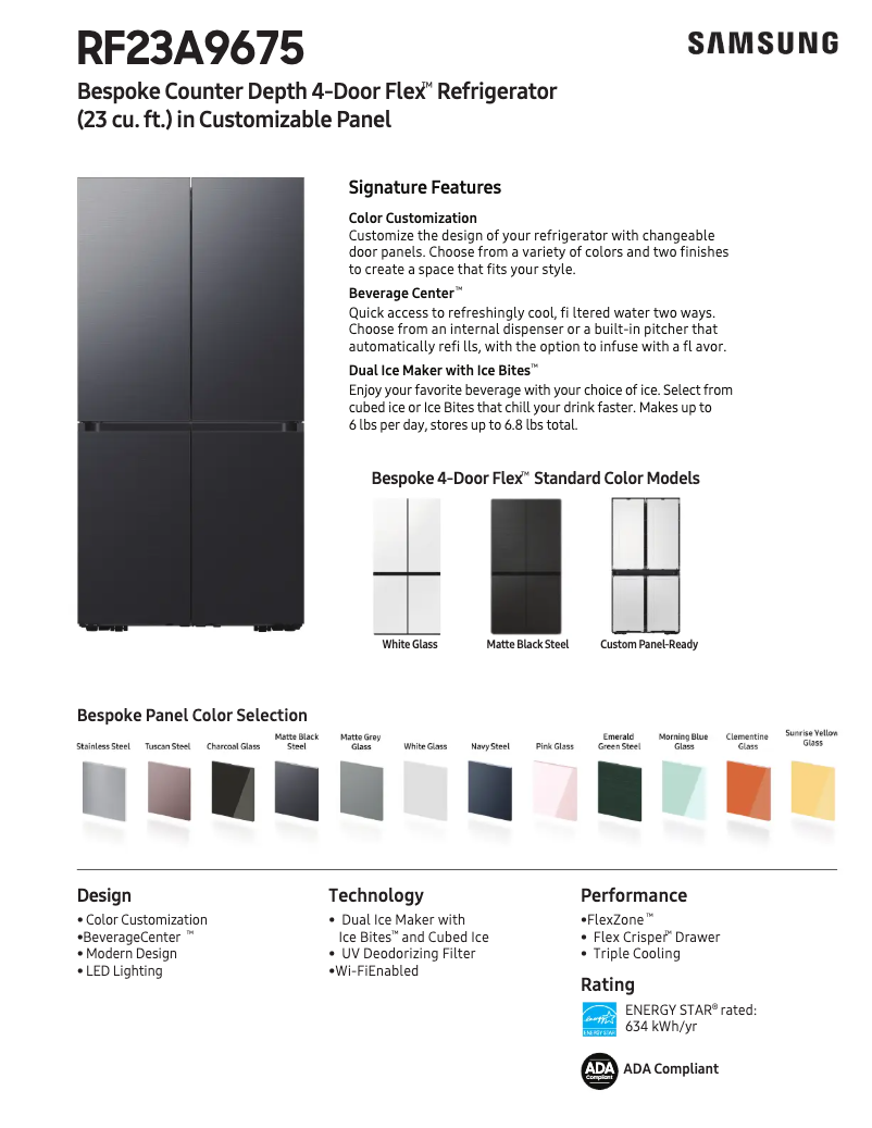 Página 1 del manual Ficha técnica Samsung RF23A967541