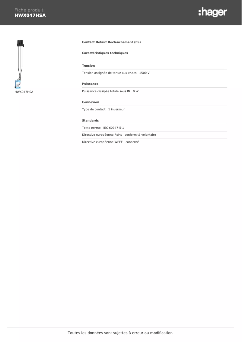 Image de la première page du manuel de l'appareil HWX047HSA