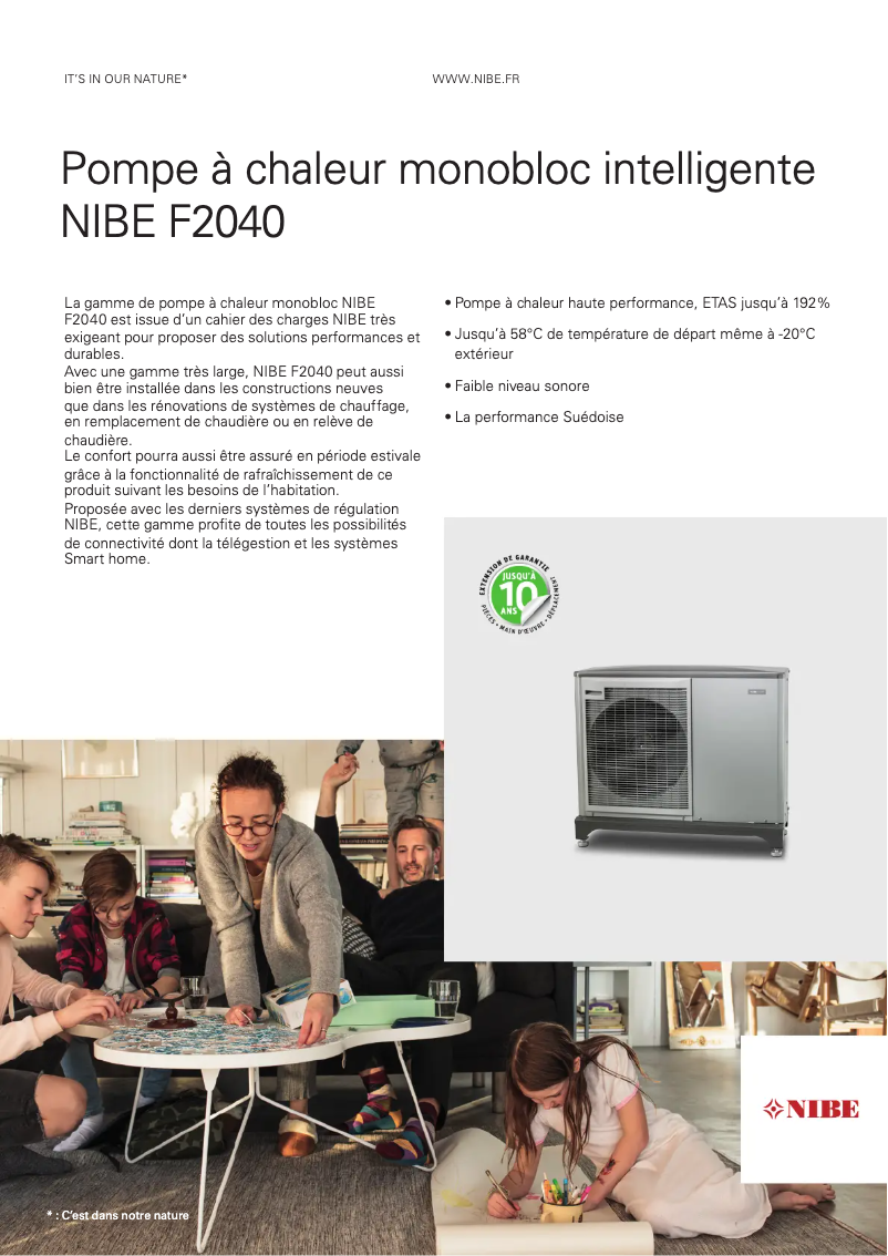Page 1 de la notice Brochure Nibe F2040-12