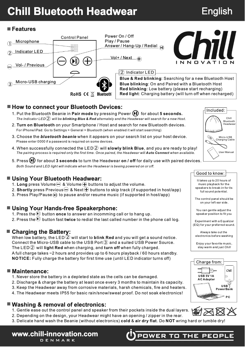Page n°1 - Manuel utilisateur Chill Innovation BB-01B