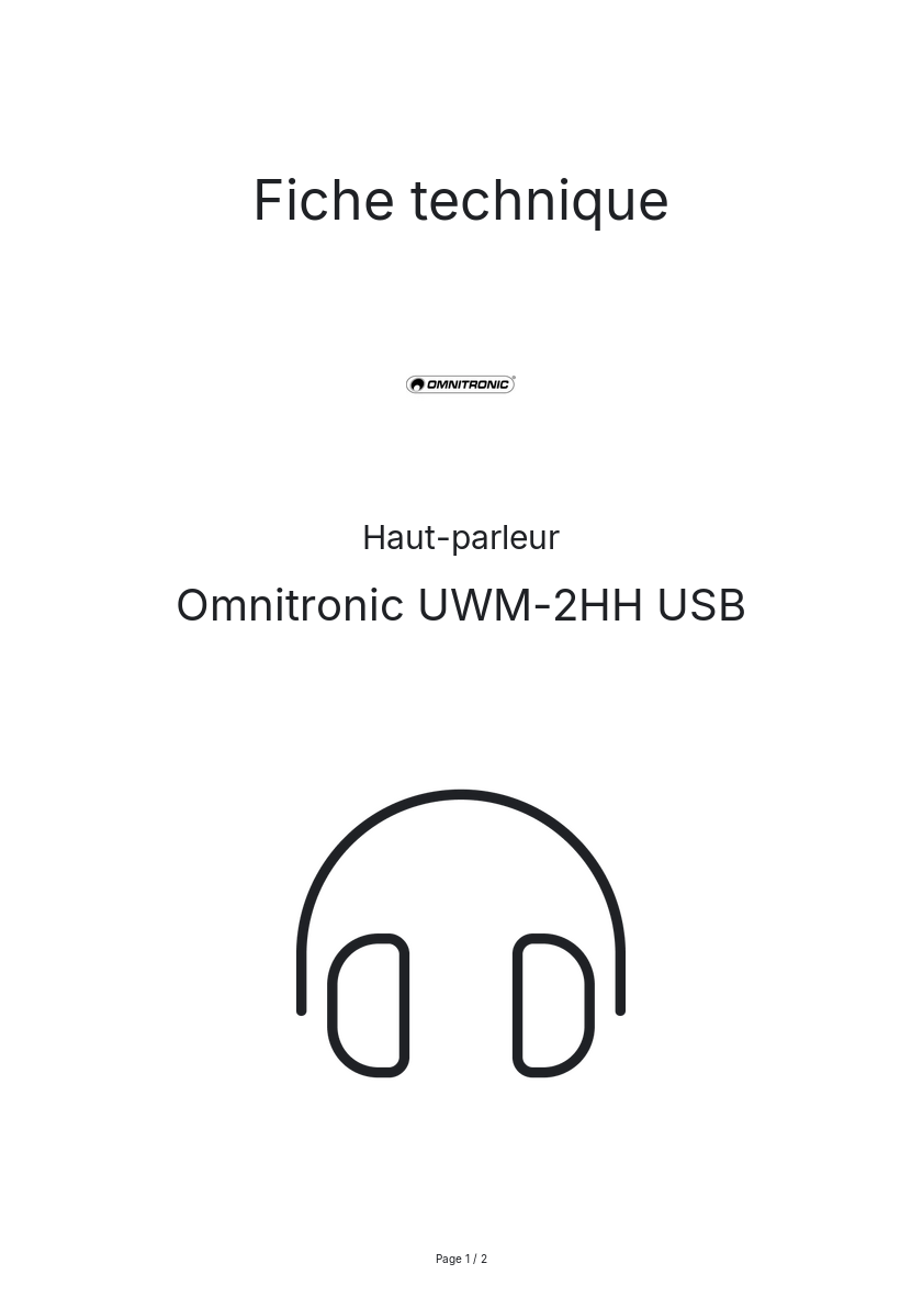 Image de la première page du manuel de l'appareil UWM-2HH USB
