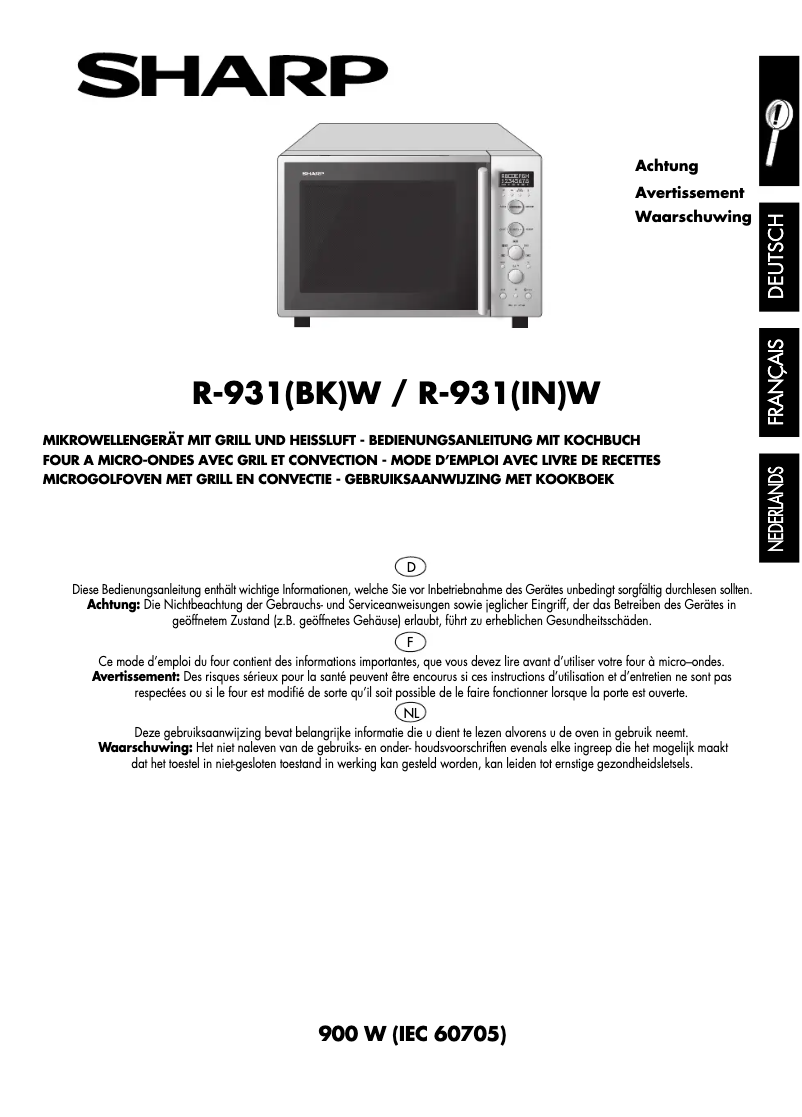 Page n°1 - Manuel utilisateur Sharp R-931BKW