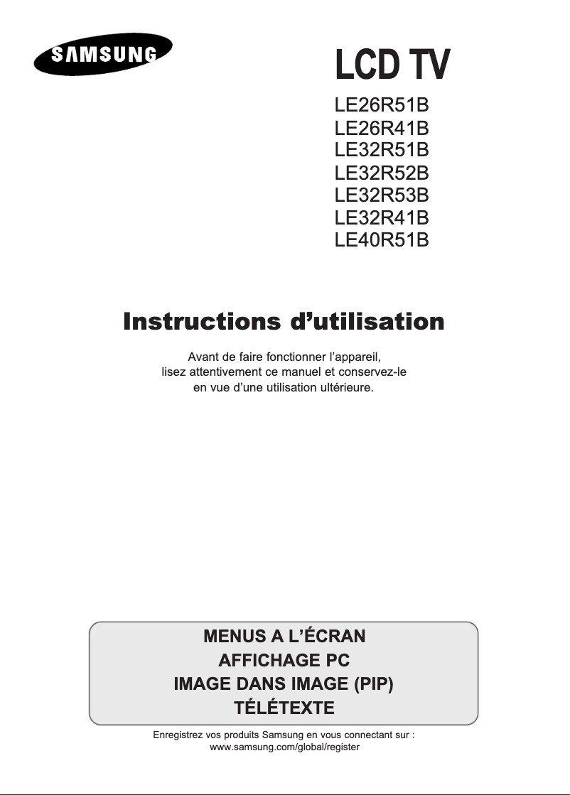 Page 1 de la notice Manuel utilisateur Samsung LE32R53B