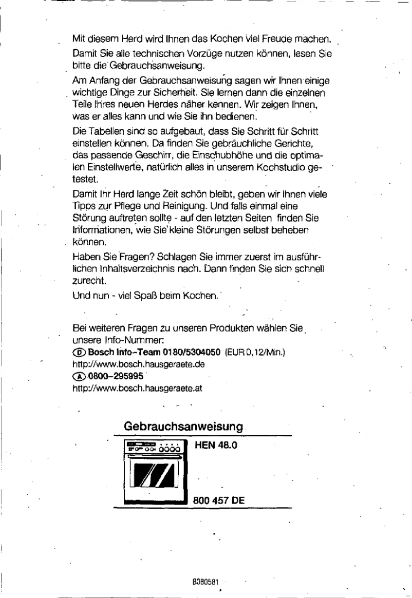 Page 1 of the manual User Manual Bosch HEN4800