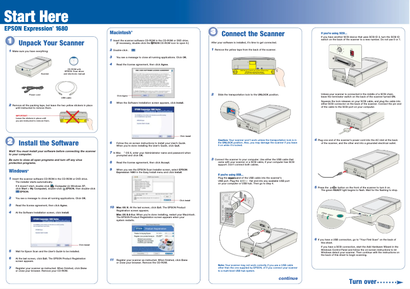 Imagen de la primera página del manual del dispositivo Expression 1680