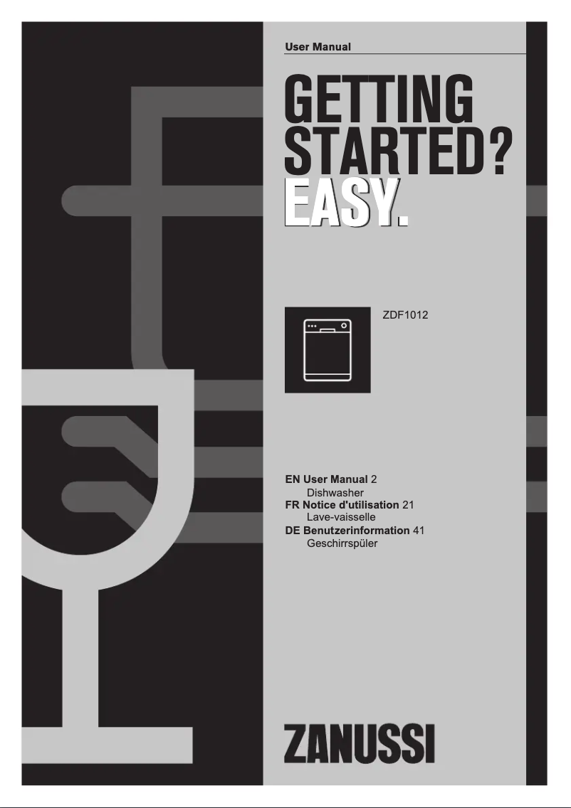 Page n°1 - Manuel utilisateur Zanussi ZDF1012