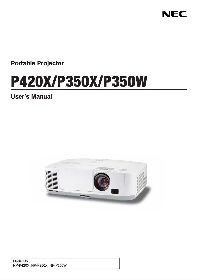 Image de la première page du manuel de l'appareil NP-P350W