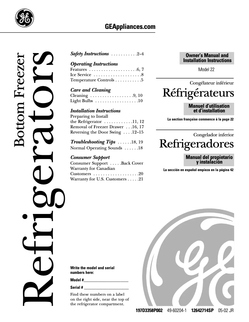 Page 1 de la notice Mode d'emploi GE PDS22LBNBB