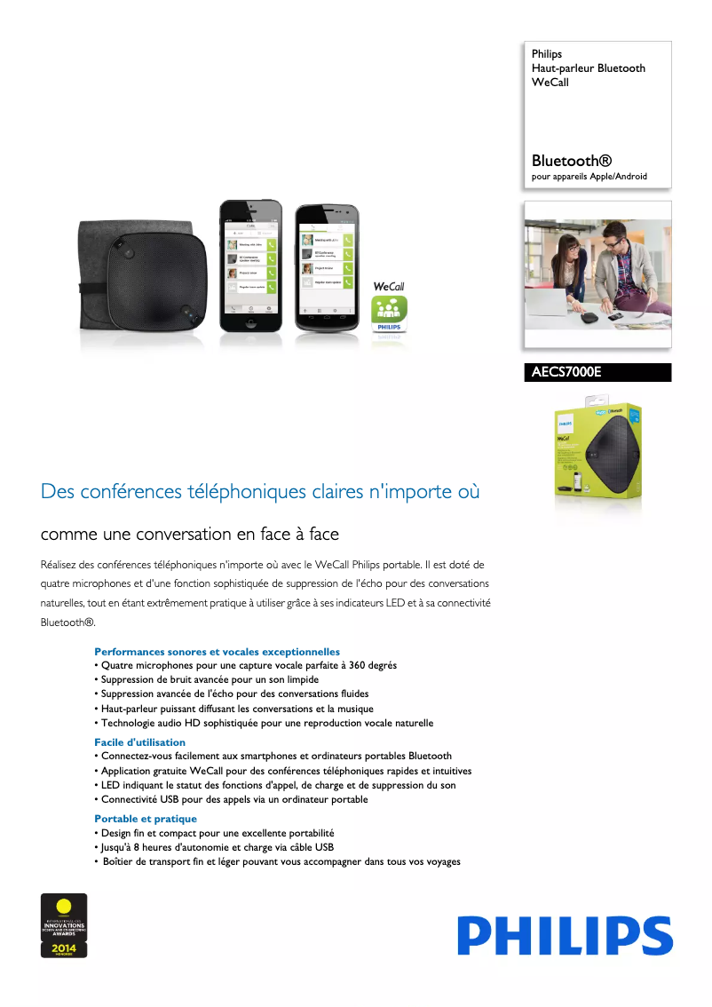 Page n°1 - Fiche technique Philips AECS7000E