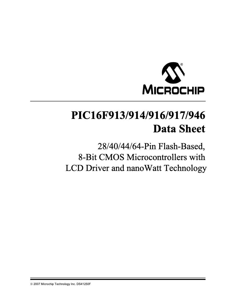 Página 1 del manual Ficha técnica Microchip PIC16F914