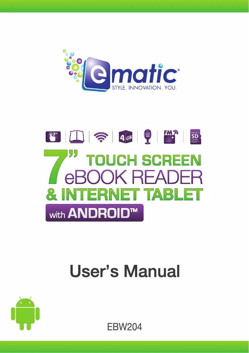 Page 1 de la notice Manuel utilisateur Ematic EBW204