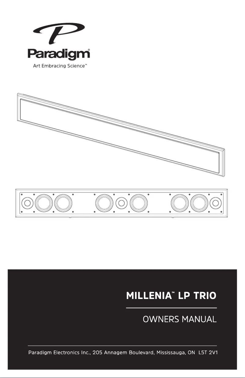Page 1 de la notice Manuel utilisateur Paradigm Millenia LP Trio