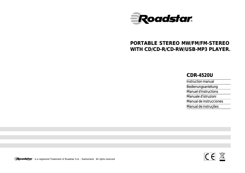 Page 1 de la notice Manuel utilisateur Roadstar CDR-4520U