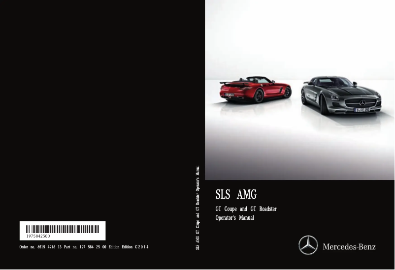 Page 1 de la notice Manuel utilisateur Mercedes-Benz SLS AMG GT Roadster (2015)
