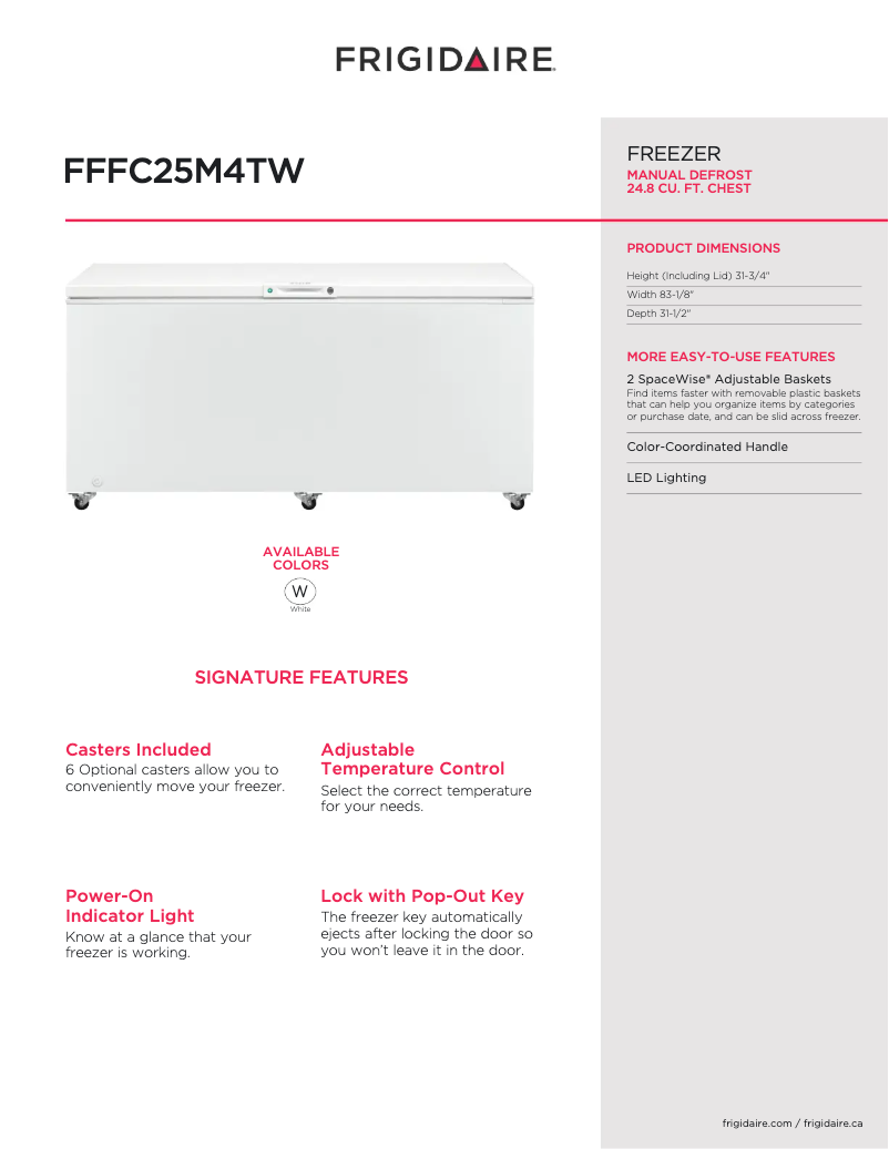 Page 1 de la notice Manuel utilisateur Frigidaire FFFC25M4T