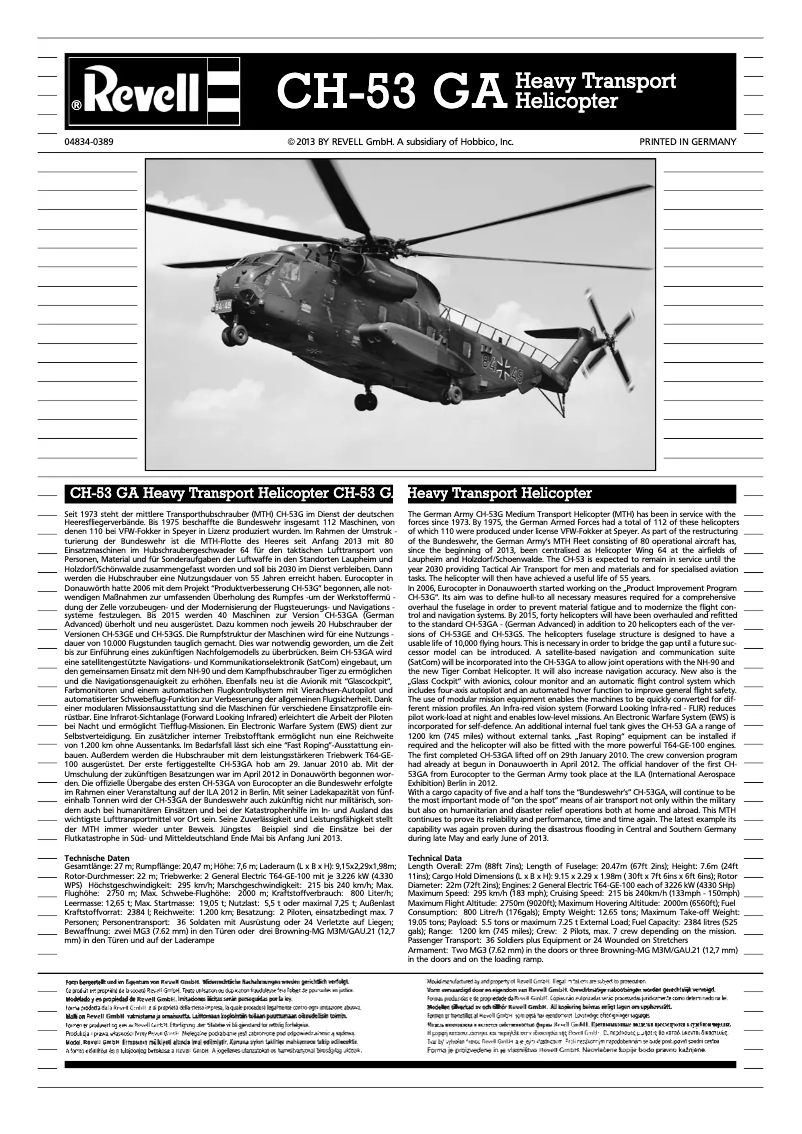 Page n°1 - Manuel utilisateur Revell CH-53 GA Heavy Transport Helicopter