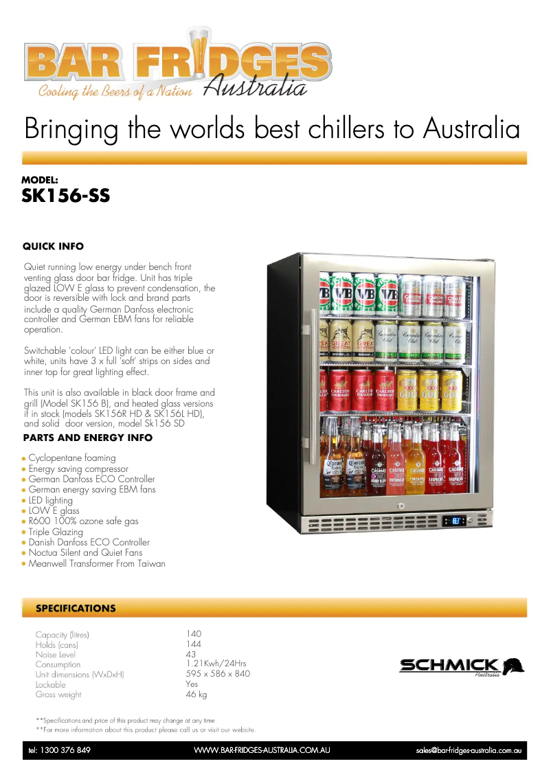 Page n°1 - Fiche technique Schmick SK156-SS