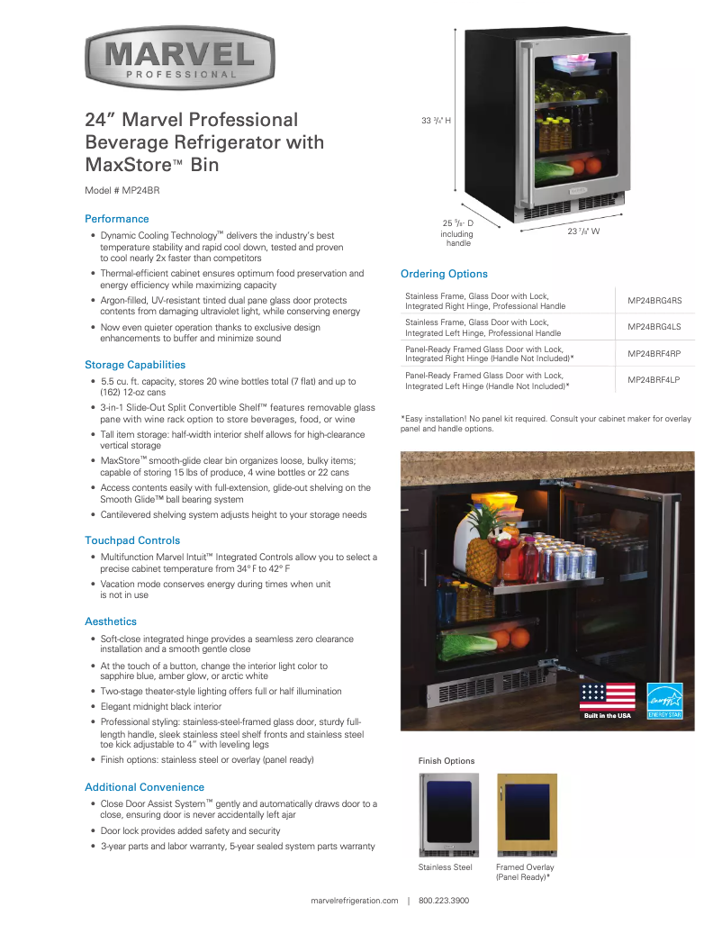 Page 1 de la notice Fiche technique Marvel MP24BRG4RS