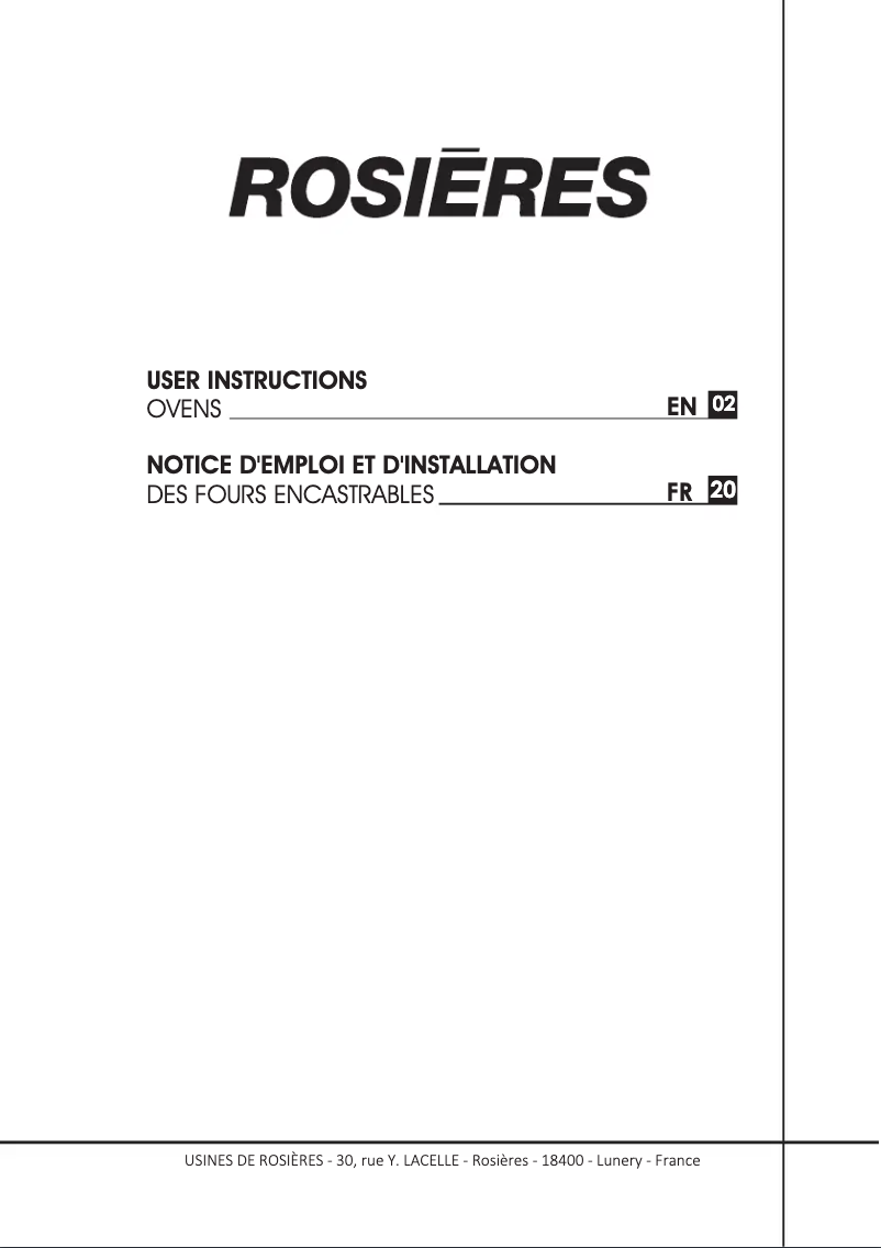 Página 1 del manual Manual de usuario Rosieres RFZP787IN WIFI