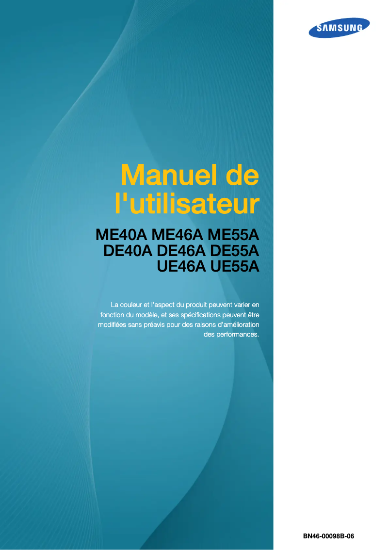 Image de la première page du manuel de l'appareil SyncMaster DE55A