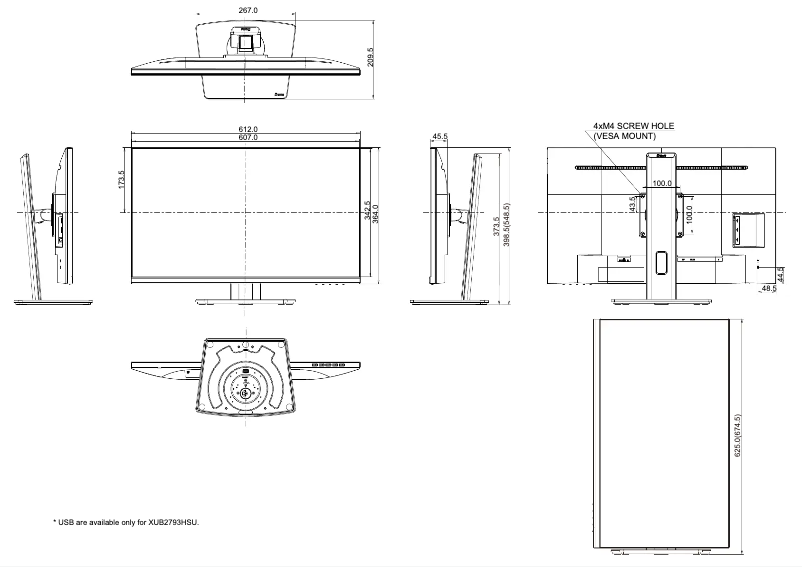 Page n°1 - Dessin technique Iiyama ProLite XUB2793HS