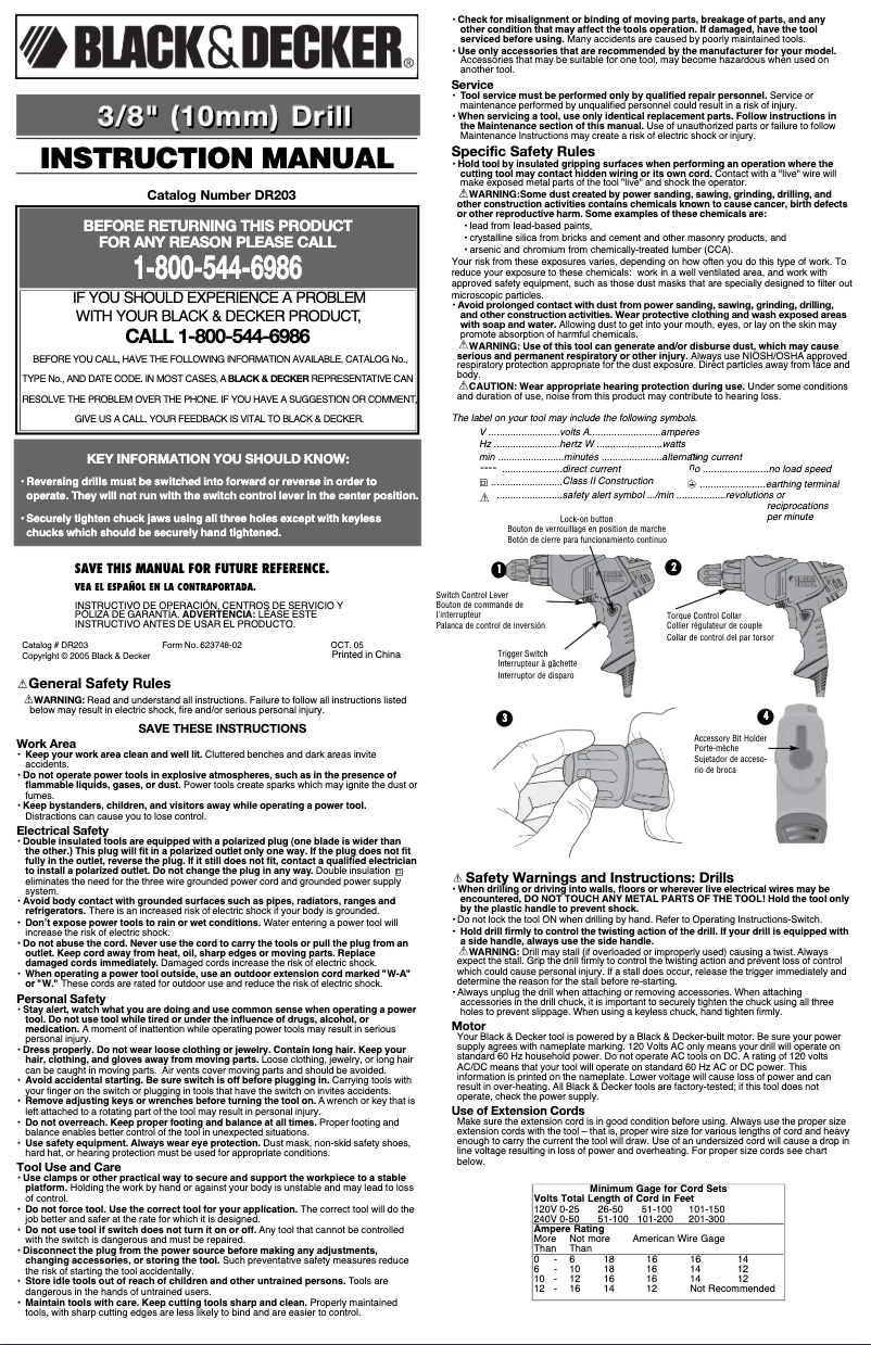 Page 1 de la notice Manuel utilisateur Black & Decker DR203