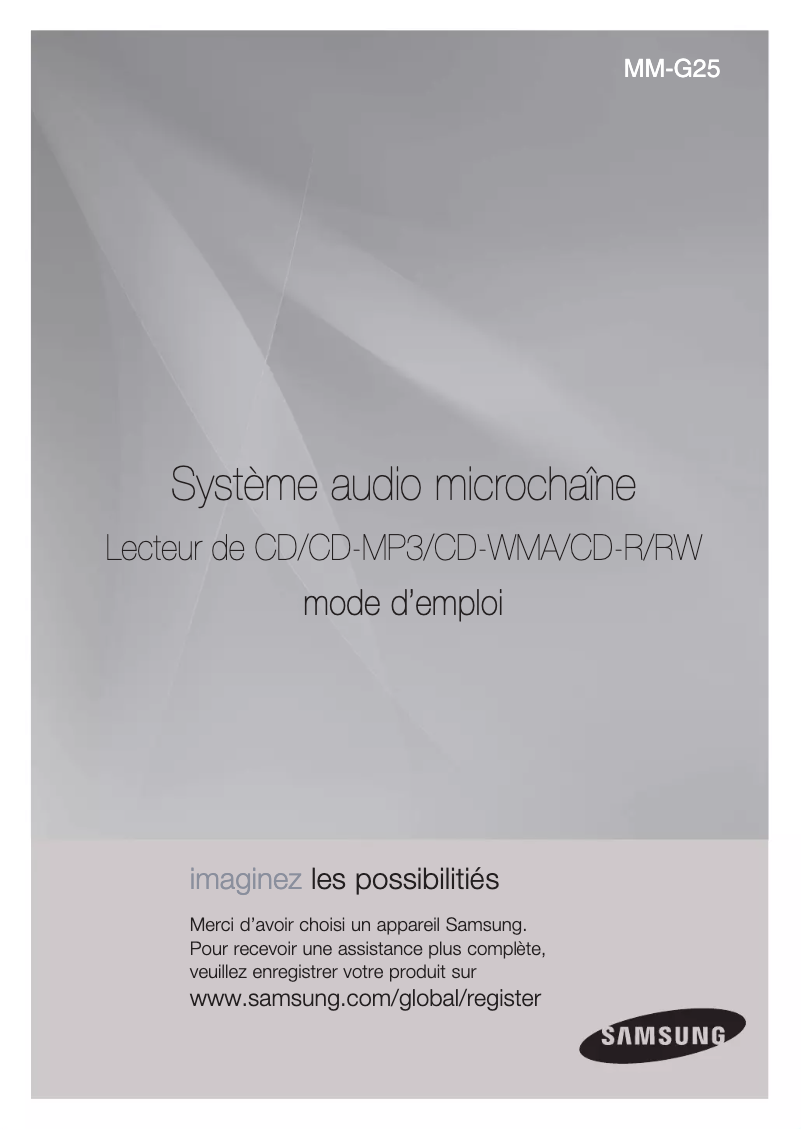 Page 1 de la notice Manuel utilisateur Samsung MM-G25