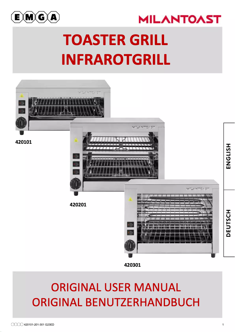 Page 1 de la notice Manuel utilisateur MilanToast 420301