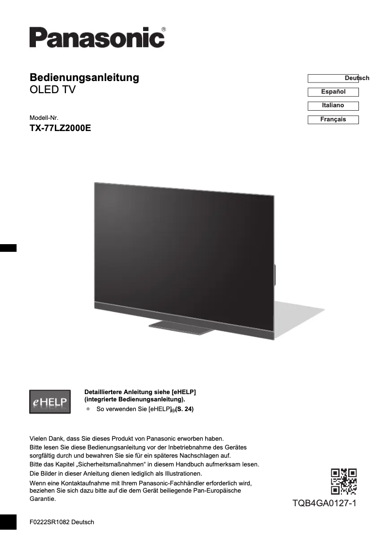 Página 1 del manual Guía de inicio rápido Panasonic TX-77LZ2000E