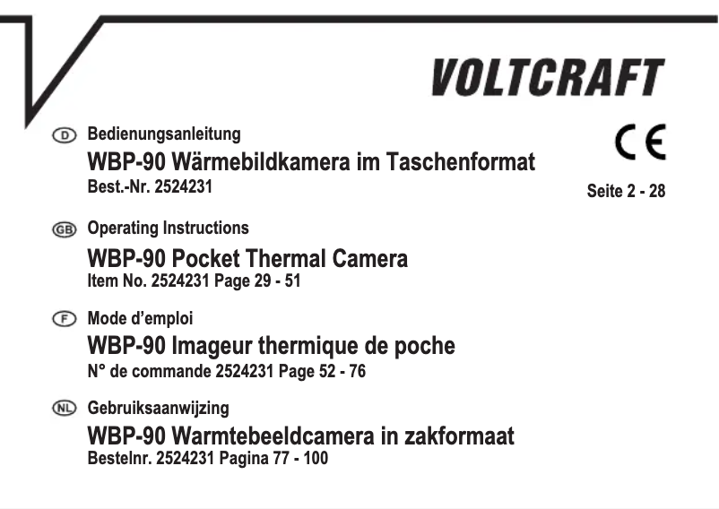 Page n°1 - Manuel utilisateur Voltcraft WBP-90