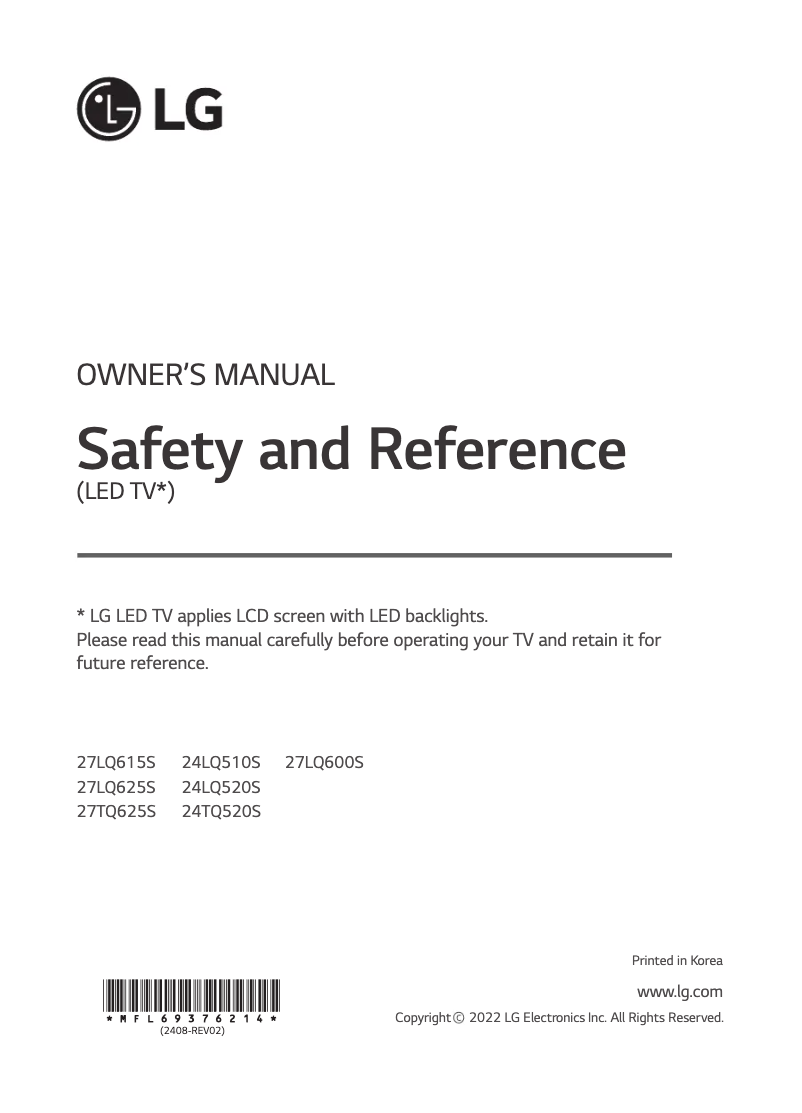 Página 1 del manual Manual de usuario LG 24TQ520S