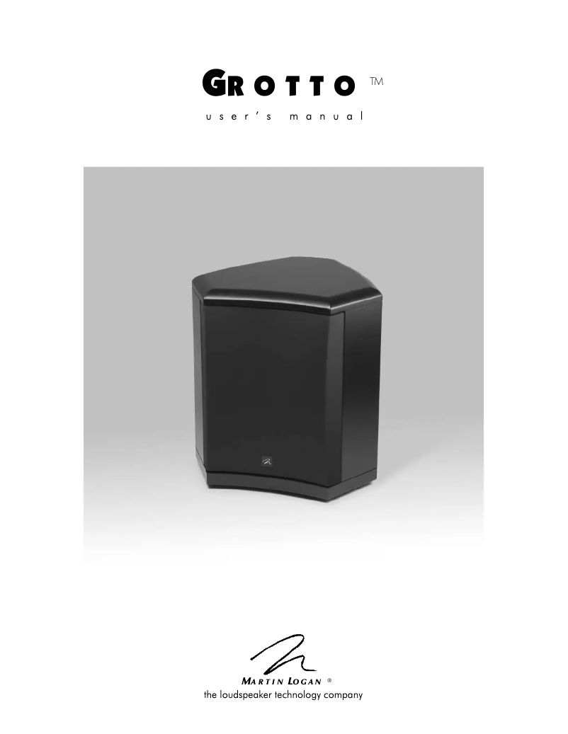 Page 1 de la notice Manuel utilisateur Martin Logan Grotto