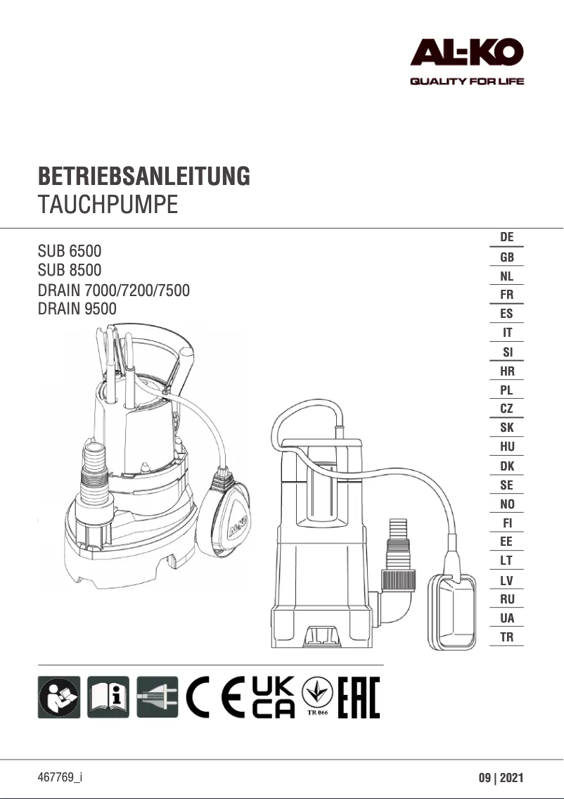 Image de la première page du manuel de l'appareil SUB 6500 Classic