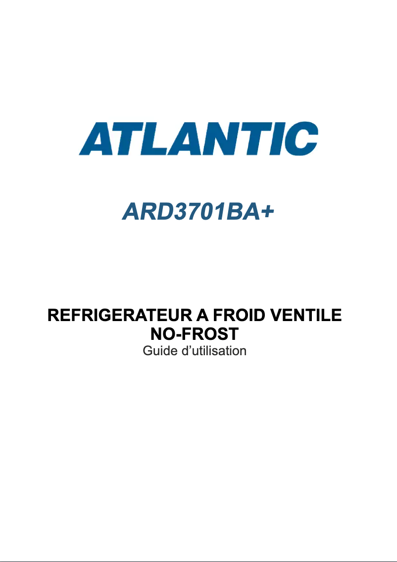 Page 1 de la notice Manuel utilisateur Atlantic ARD3701BA+