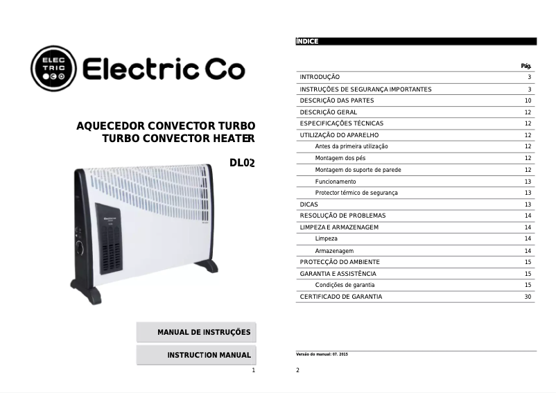 Page n°1 - Manuel utilisateur Electric Co DL02