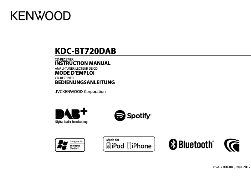 Page n°1 - Manuel utilisateur Kenwood KDC-BT720DAB