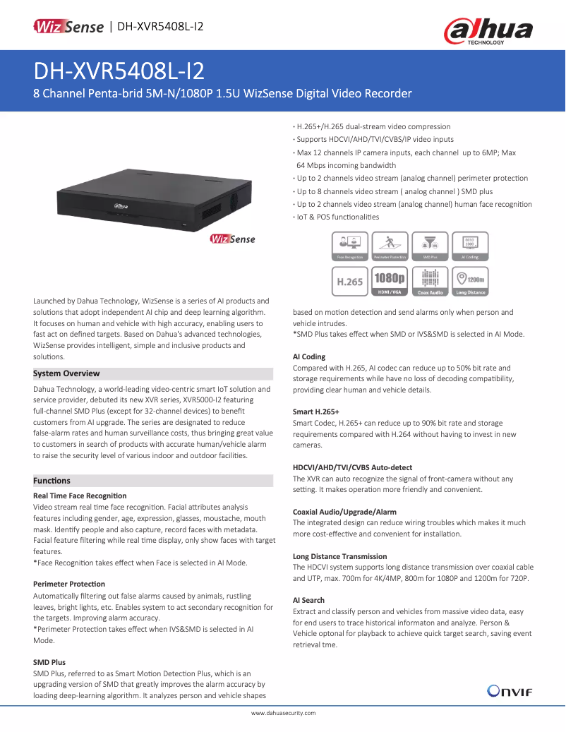 Image de la première page du manuel de l'appareil XVR5408L-I2