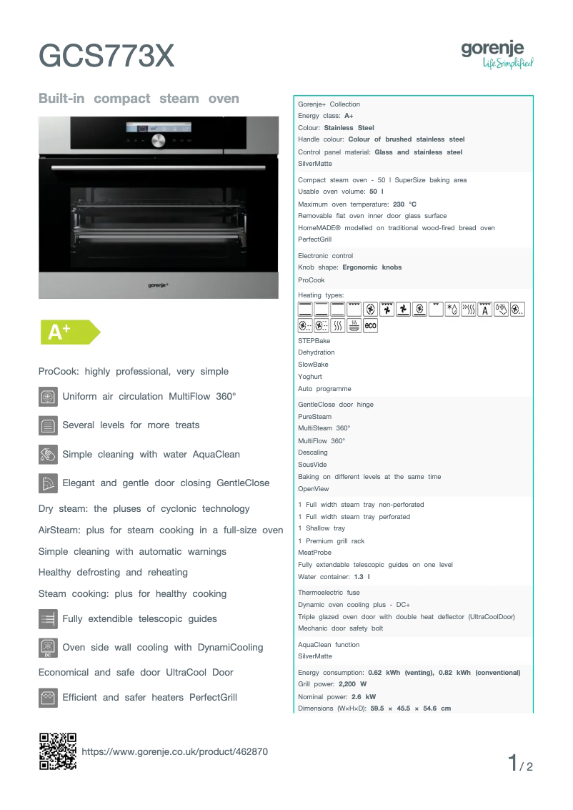 Image de la première page du manuel de l'appareil GCS773X