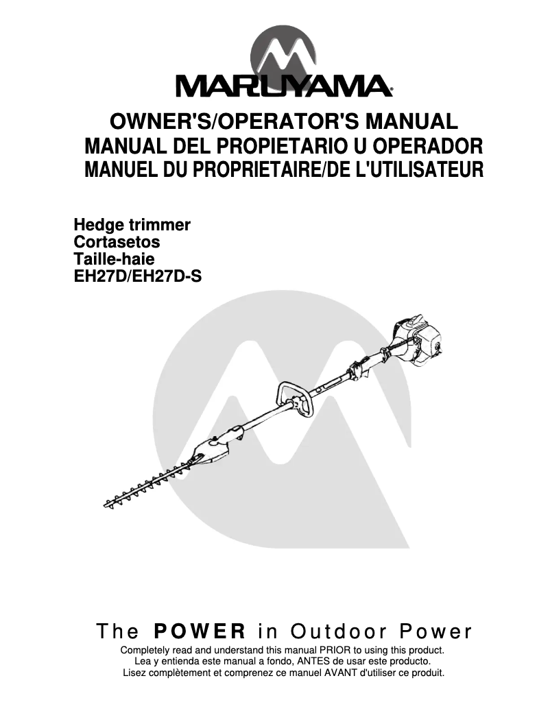 Page 1 de la notice Manuel utilisateur Maruyama EH27D