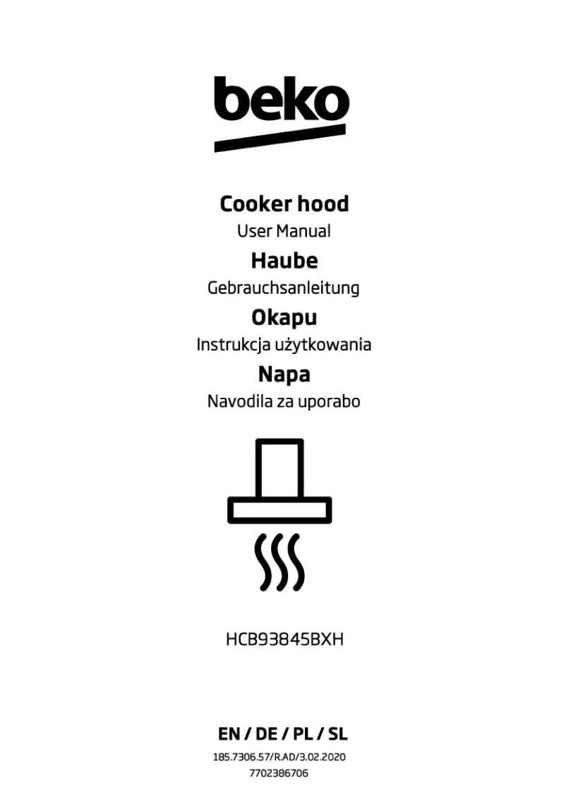 Page 1 de la notice Manuel utilisateur Beko HCB 93845 BXH