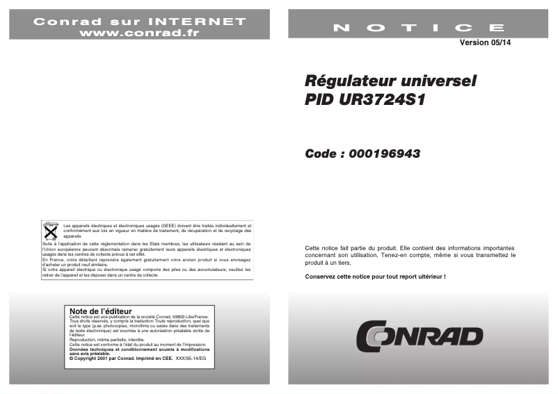 Page n°1 - Manuel utilisateur Wachendorff UR3274S1