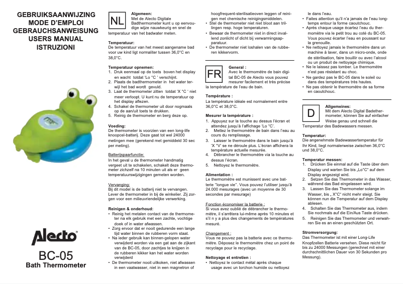 Page 1 de la notice Manuel utilisateur Alecto BC-05